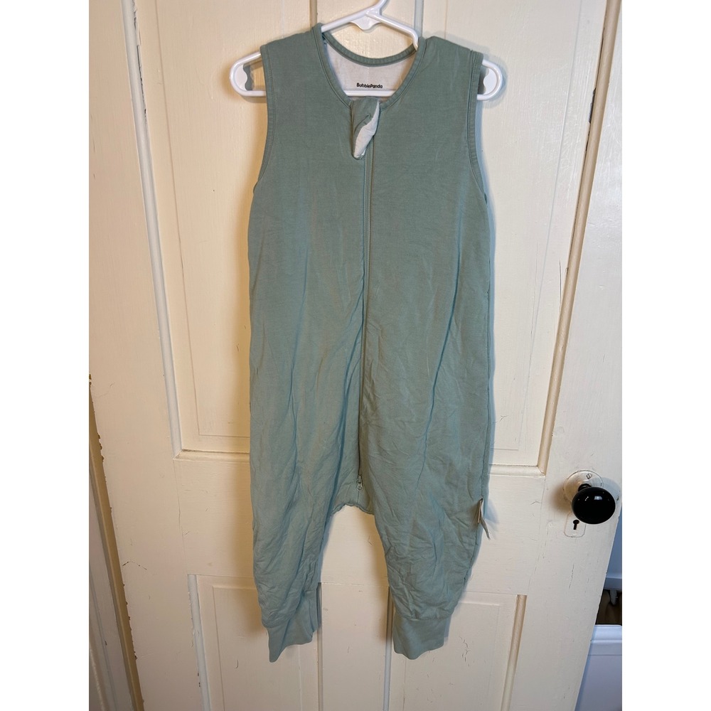BubblePanda Sage Green Bamboo Sleep Sack with Feet 1.0 TOG Size Large Sleeveless